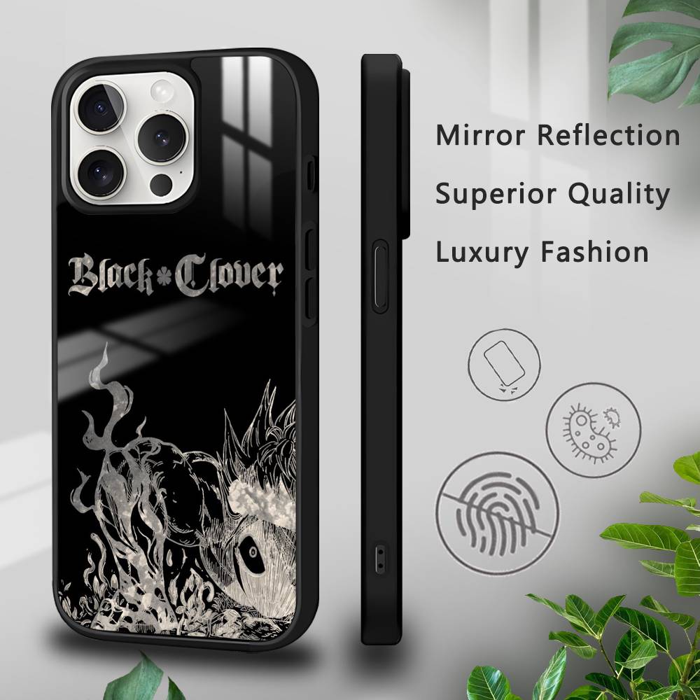 Anime B-Black C-Clover Phone Case For iPhone 16 15 14 13 12 11 Pro Xs Max Mini Plus Celulares Hard Funda