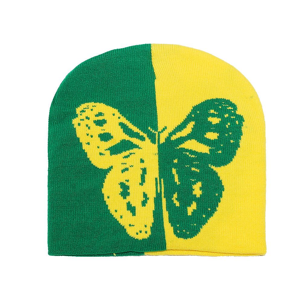 Осень и зима двухцветная бабочка теплая вязаная шапка тренд пуловер шерстяная шапка для улицы катание на лыжах холодная шапка дети