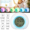 Kids Alarm Clock 12/24H LED Digital Clock 7 Color Changing Night Light with Indoor Temperature Children Bedroom Bedside Clock