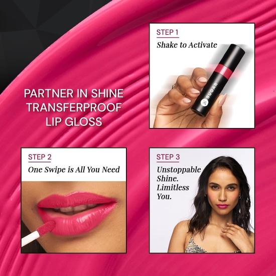 SUGAR Cosmetics Partner In Shine Transferproof Glossy Lipstick | Lasts Upto 24hrs | Transferproof & Smudgeproof - 3ml - 12 Crimson Cognac