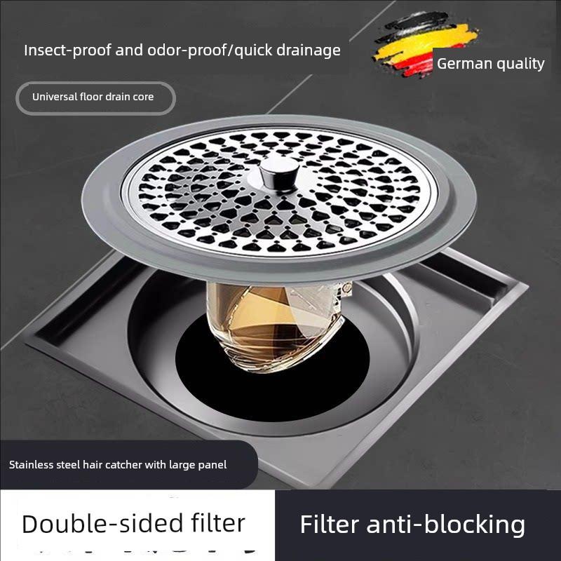 Anti-Odor Floor Drain Core, Universal for Bathrooms, Insect-Proof Hair Filter, Anti-Odor Device for Drain Pipes, Sealing Cover