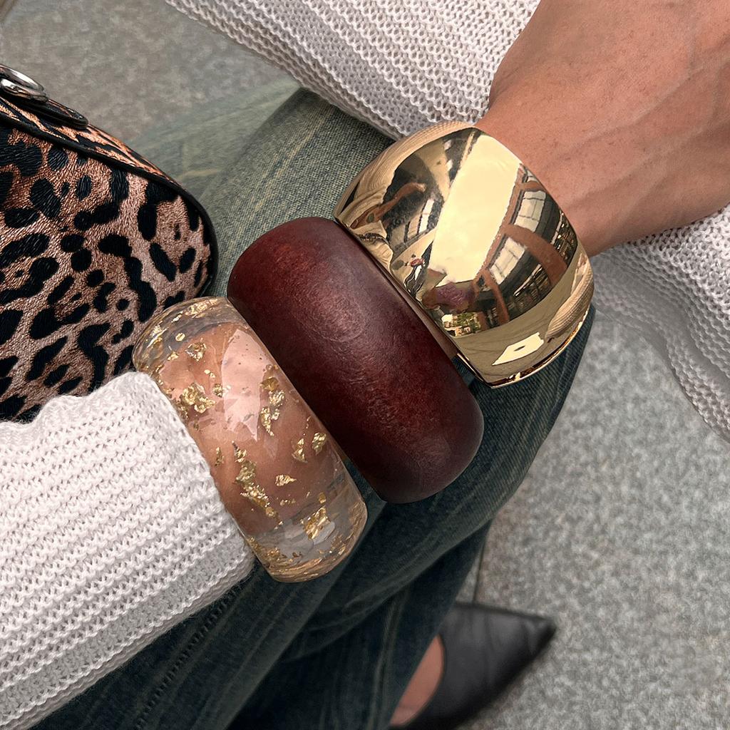 Vintage Resin Irregular Wide Bangle Bracelets Geometric Wide Stackable Bracelet Fashion Chunky Jewelry For Women Girls