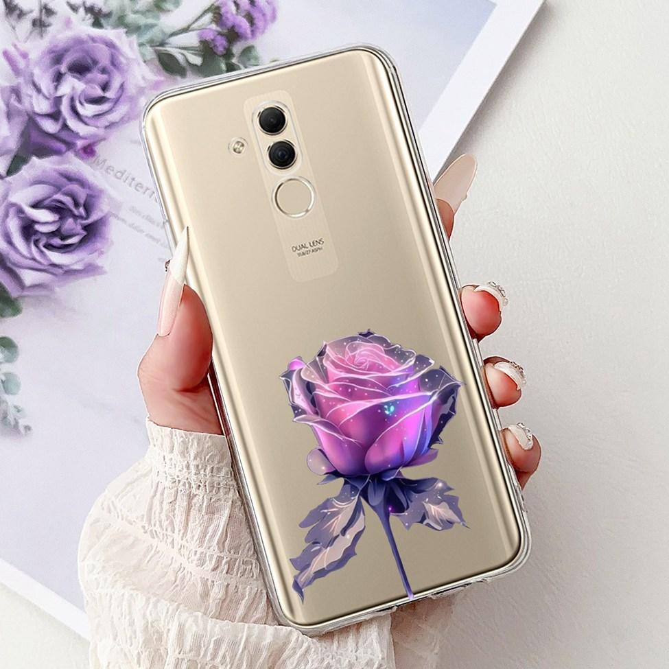Clear For Huawei Mate 20Lite SNE-LX3 INE-LX2 Back Cover For Huawei Mate 20 Lite Case Cute Cartoon Cat Luxury Flowers Funny Funda
