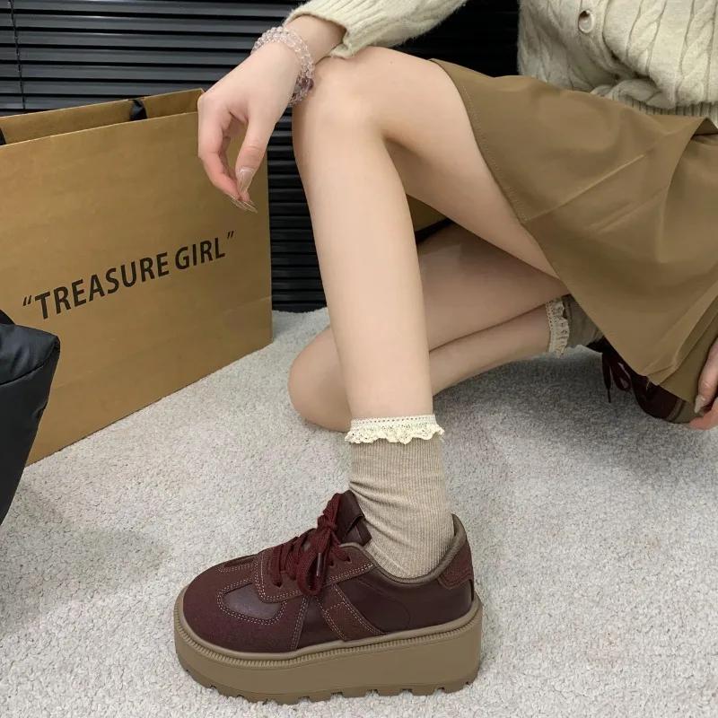 Модные женские повседневные кроссовки, ботинки, женская обувь на шнуровке, платформа, увеличивающая рост, современные ботинки на толстой подошве, ботильоны цвета хаки