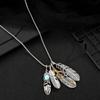 BLINGBAY Women's Pendant Necklace New Vintage Versatile Cool Bohemian Turquoise Feather Necklace Fashionable Modern Jewelry Gift