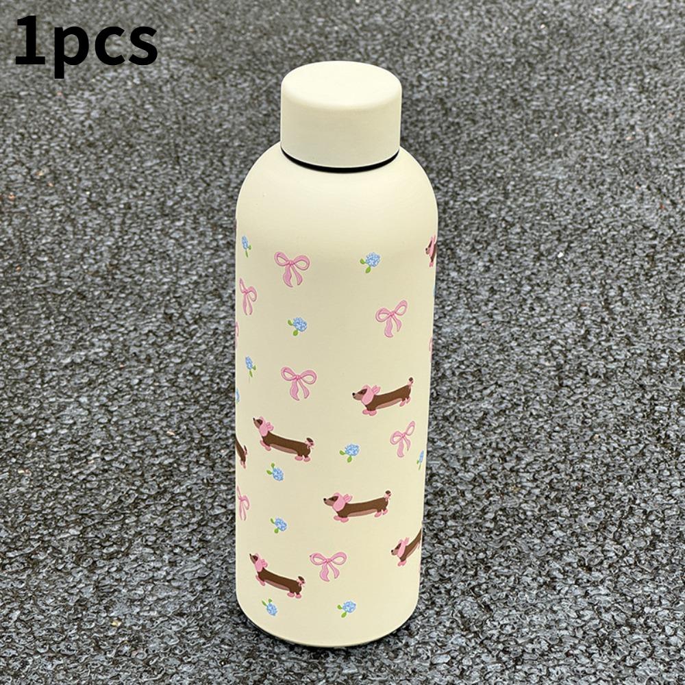 500ML Insulated Stainless Steel Travel Mug, Bow Sausage Dog Design, Double Wall Thermal Bottle for Hot & Cold Drinks