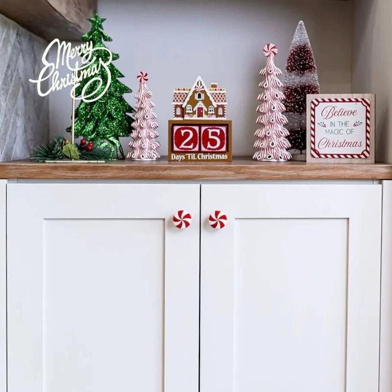 WTEMPO Рождественские декоративные накладки на ручки шкафа Рождественский декор Ручки Силиконовые Красные Накладки-кнопки Защитные чехлы для ручек дверей для кухни Спальни Ящика