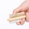 2 in 1 Double-sided Foot Care Scrub with Wooden Handle Foot File and Pumice Stone Cleaning Brush Nail Dusting Brush