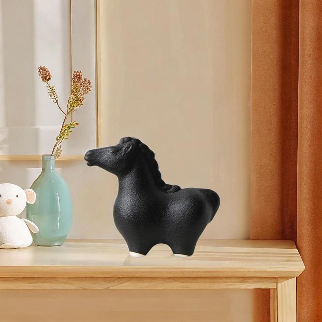 Керамическая статуэтка лошади, подарочная коллекционная скульптура животного, настольное украшение для книжной полки