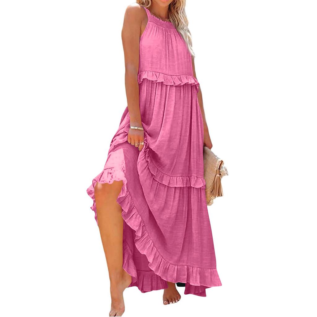 Женское летнее длинное платье, пляжное платье большого размера