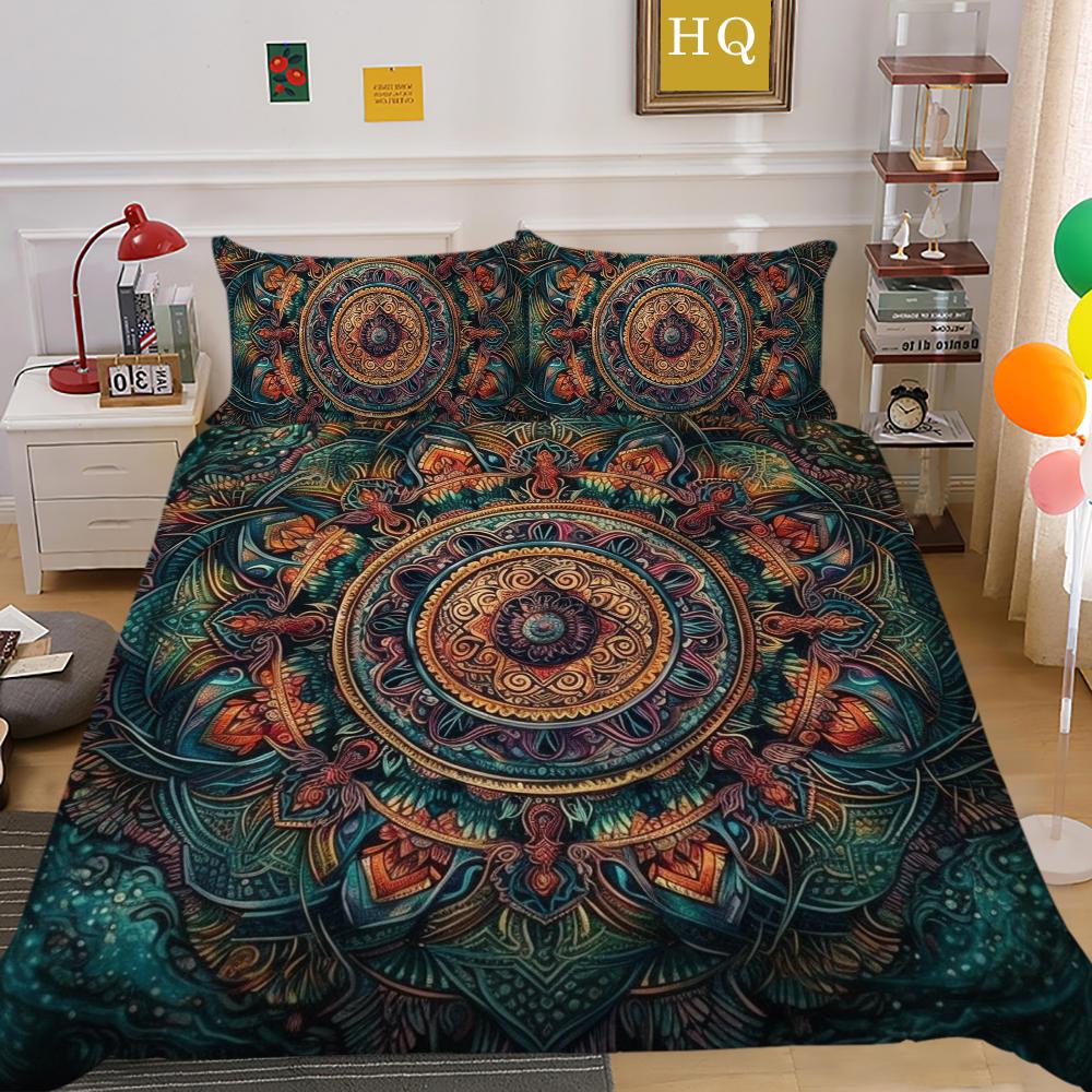 Роскошный комплект пододеяльников, домашняя постельная одежда, покрывало с принтом мандалы, высокое качество, пододеяльник, один размер, декор для спальни