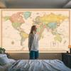 Карта мира, настенное украшение, винтажный образовательный декор, горизонтальный дизайн для классной комнаты, декор для студенческой комнаты и дома, настенный декор с картой мира, украшение для классной комнаты