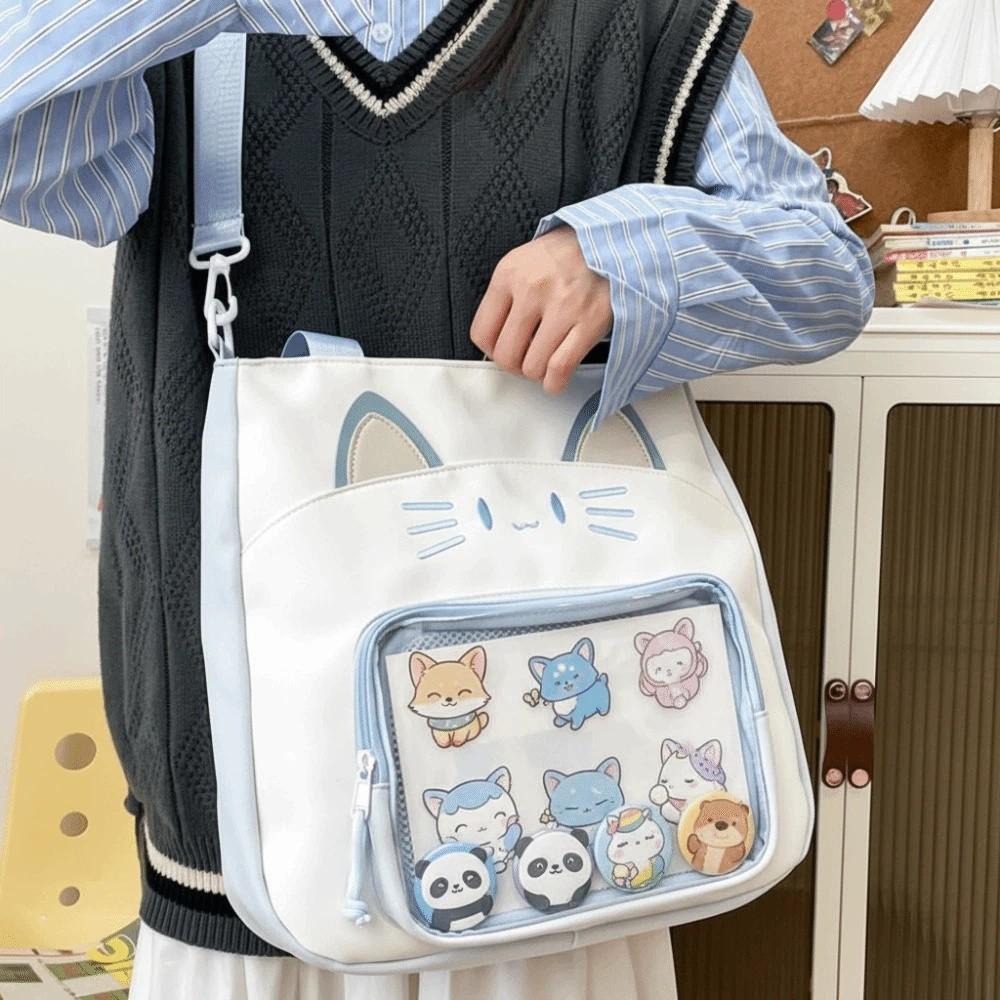 Сумка на молнии Kawaii Cat Itabag Idol Merchandise Storage Fashion Backpacks Transparent Pocket Women