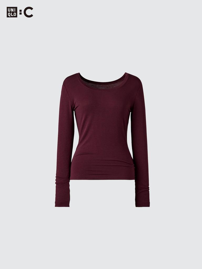 Uniqlo HeaTTech Кашемировая смесь Футболка с круглым вырезом