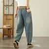 DIMANAF Большой размер 2025 Женские джинсы Летние брюки Высокая талия Свободные Карманы Эластичные Базовые Брюки-шаровары Макси