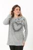 Женская блузка большого размера Серая шерстяная блузка из вискозы большого размера с каменной деталью спереди