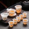 High-grade ice seed jade porcelain tea set merchandise souvenir business company high-end gifts can be done