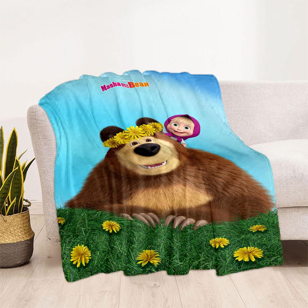Masha Bear Blanket Soft & Cozy Perfect for Office Seaside Bedding for All Seasons Warmthful Decor Ideal Gift For Birthday Valentine'S Day