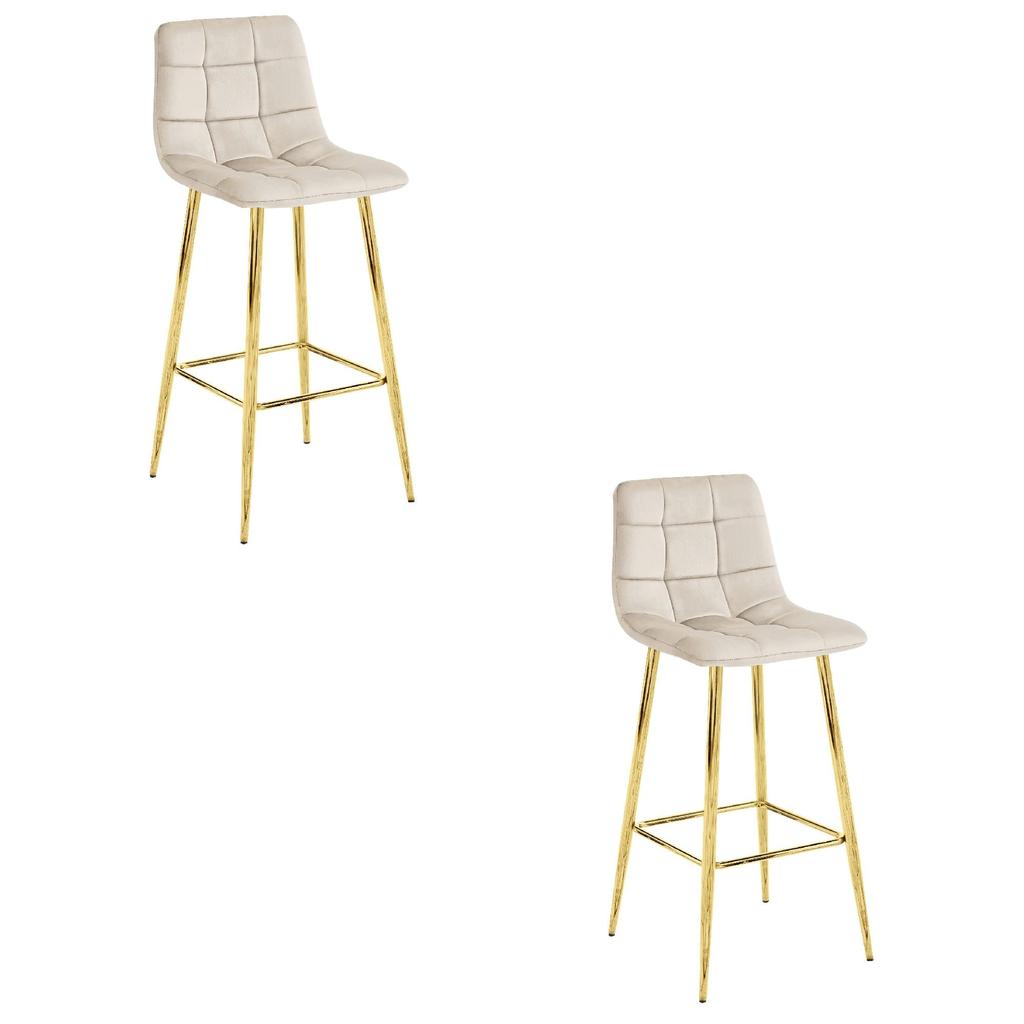 ARCETO stool - beige velvet / GOLDEN legs x 2