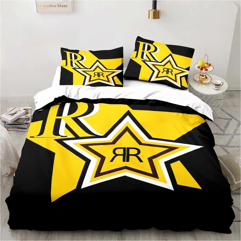 D-Drinks Rockstar Energy Sheets Quilt Covers Bedding Dormitory Sheets Three-piece Bedding Set Three-piece Soft Warm Bedding Set