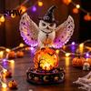 Spooky Desk Ornaments Halloween Lighted Faux Crystal Ball Decor, Gothic Crow/Ghost/Bat/Owl on Party Supplies Lamp with LED Light for Tabletop