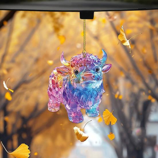 Colorful Animal Ornaments Acrylic Key Chain Backpack Hanging Decorations Car Rearview Mirror Accessories