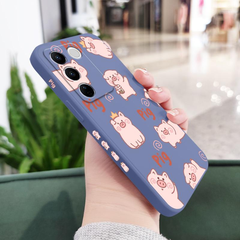 Чехол для телефона 'Молочный чай Свинка' для VIVO V30 V29 V29E V27 V27E V25 V25E V23 V23E V21 V20 Y20 Y12 Y21 Y22 Y50 Y35 Y76 Y36 Pro 4G 5G