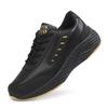 Fashion Spring Black Leather Sneakers Woman Casual Sneakers Lace Up Flats Lightweight Outdoor Anti-slip Sport Black Running Shoes Ladies