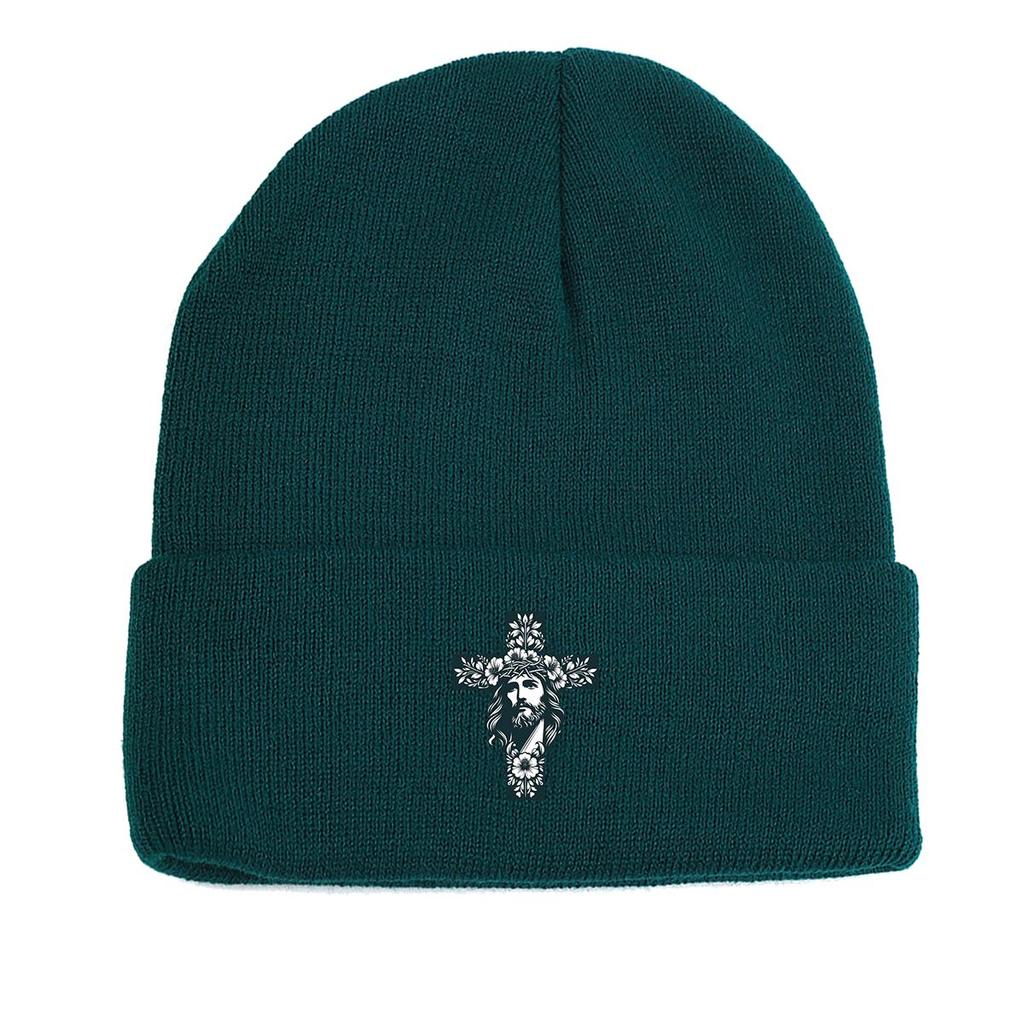 Крест Иисус Зимняя вязаная шапка Beanie, Skullies Beanies Slouchy Теплые однотонные шапки с помпоном Вязаная шапка Beanie