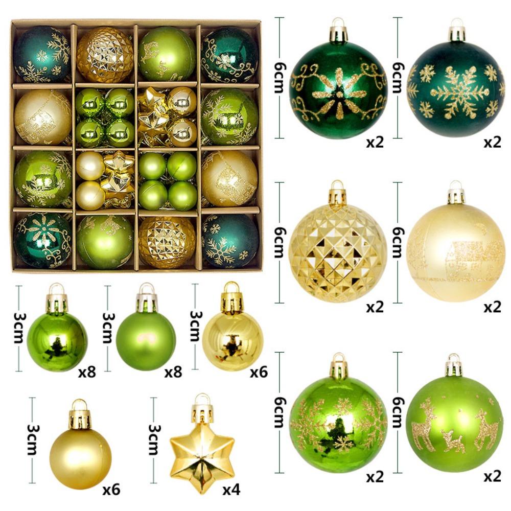 44PCS Durable Plastic Christmas Ball Set 3-6cm Suspensable Xmas Ornament Ball 10 Colors Christmas Tree Balls Home