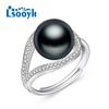 LSOOYH Natural Freshwater Pearl Rings Women Fashion Luxury Cubic Zirconia Adjustable Ring Jewelry