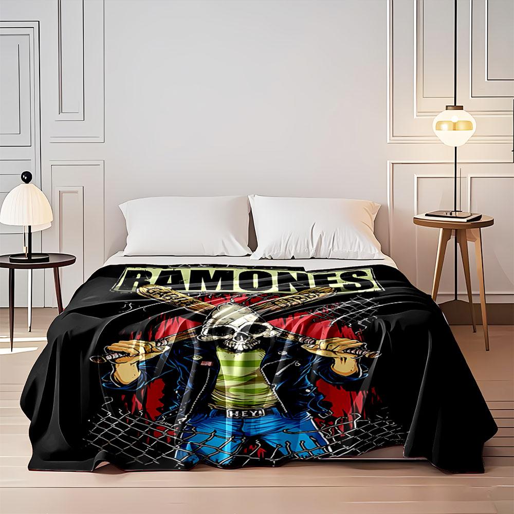 Племенной плед Ramones Punk Skull для всех сезонов, плед для обеденного перерыва, накидка, подарок
