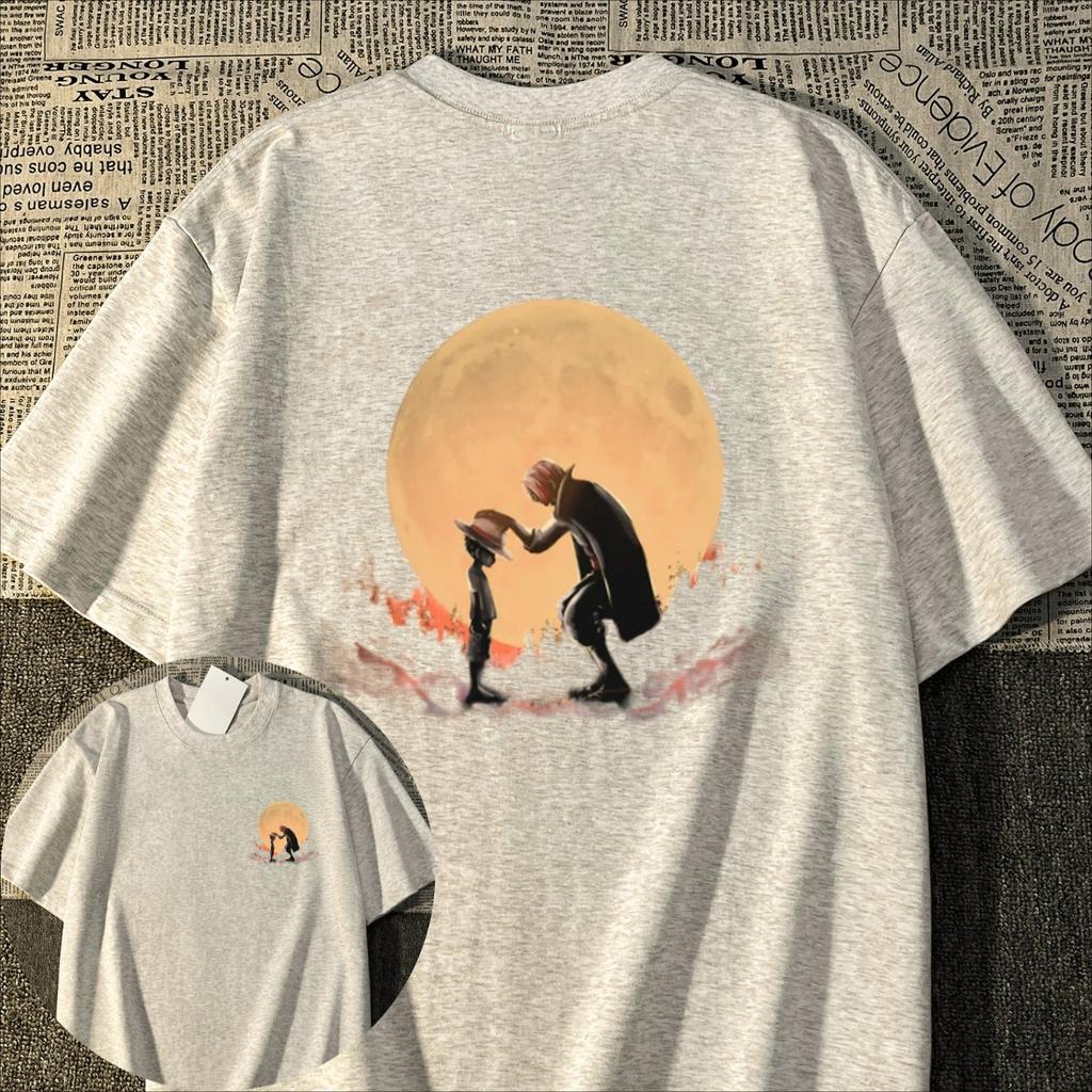 100% Хлопок Японский стиль Аниме One Piece Печатные Короткие Футболки для Мужчин и Женщин Свободные Летние Топы для Пары