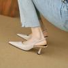 New Sandals Women's Summer Women's Bag Head Sandals Leather Comfortable Pointed Rear Air Heel Large Size Beef Tendon Sole Non-slip
