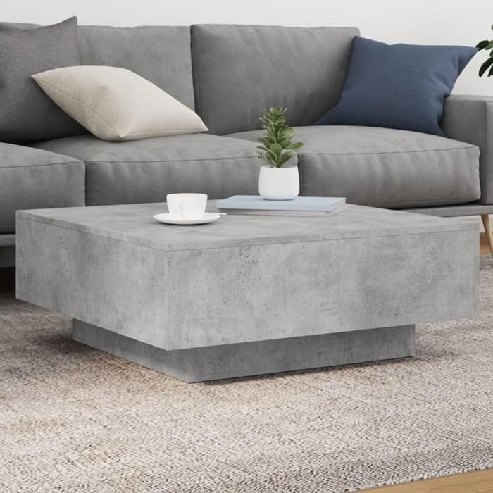 VidaXL Coffee Table with LED Lights, Side Table, End Table, Living Room Furniture, Modern, Concrete Grey 836591