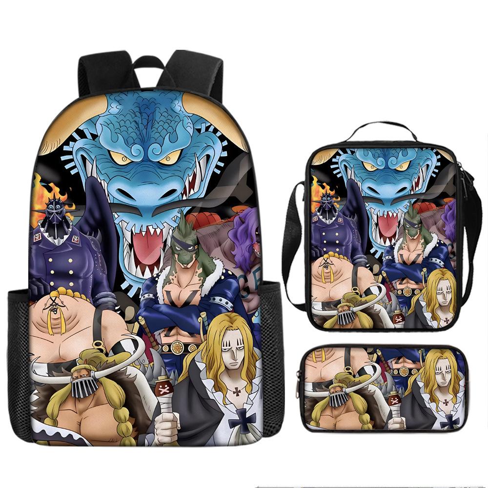 Анимация ONE PIECE школьный рюкзак из трех частей игровой периферийный рюкзак большой вместимости для ученика средней школы для улицы, кампуса, сумка для компьютера