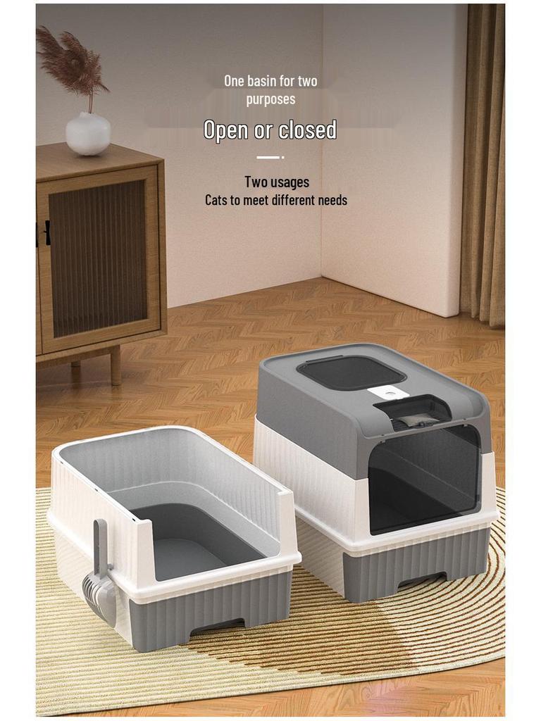 Large Enclosed UV-Sterilizing Cat Litter Box with Drawer