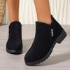 Женские ботинки осень и зима новые замшевые и голые ботинки боковая молния квадратный каблук короткие ботинки