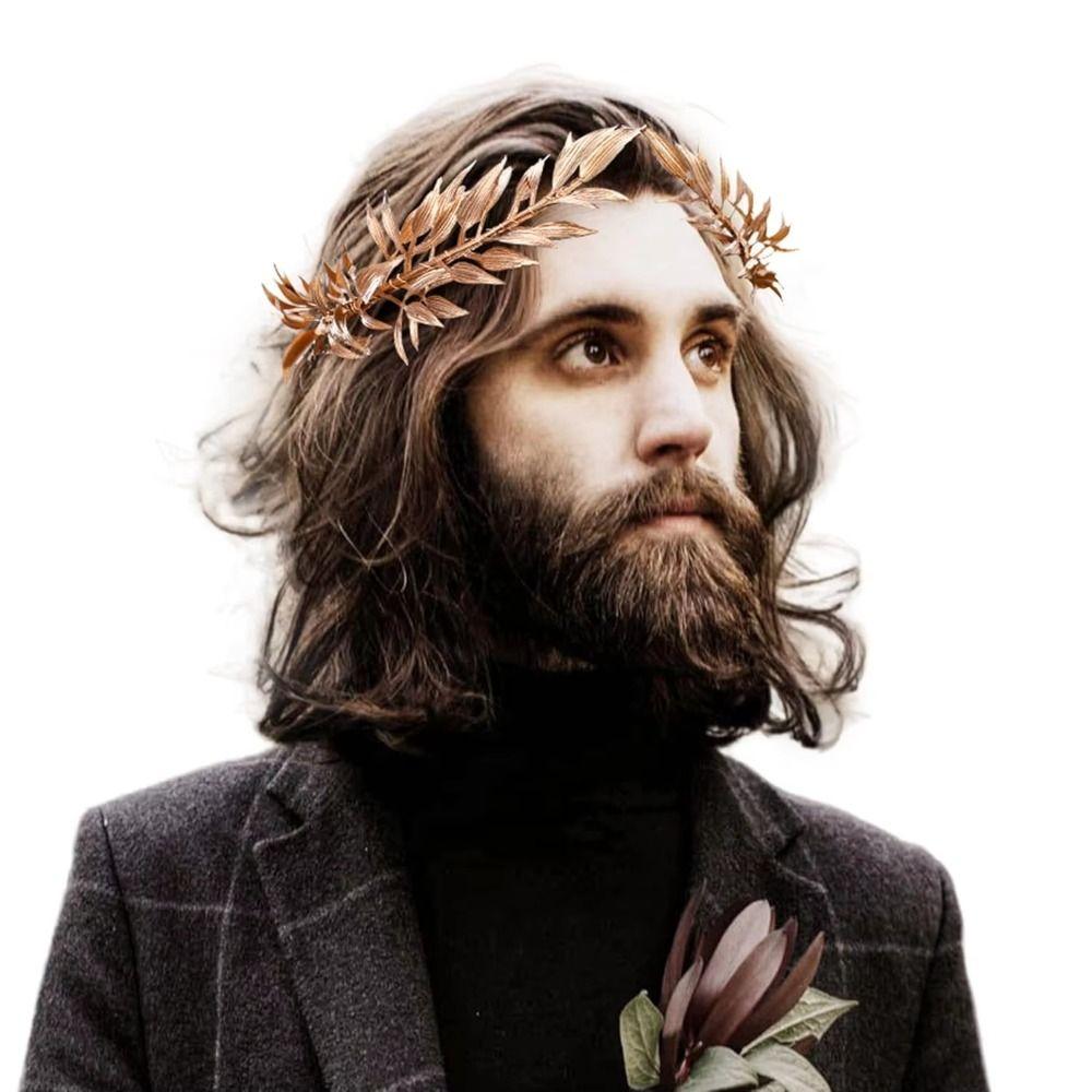 Gold God Elf Leaf Headpiece Royal King’s Headband  for King Men Adult Renaissance Toga Cospay