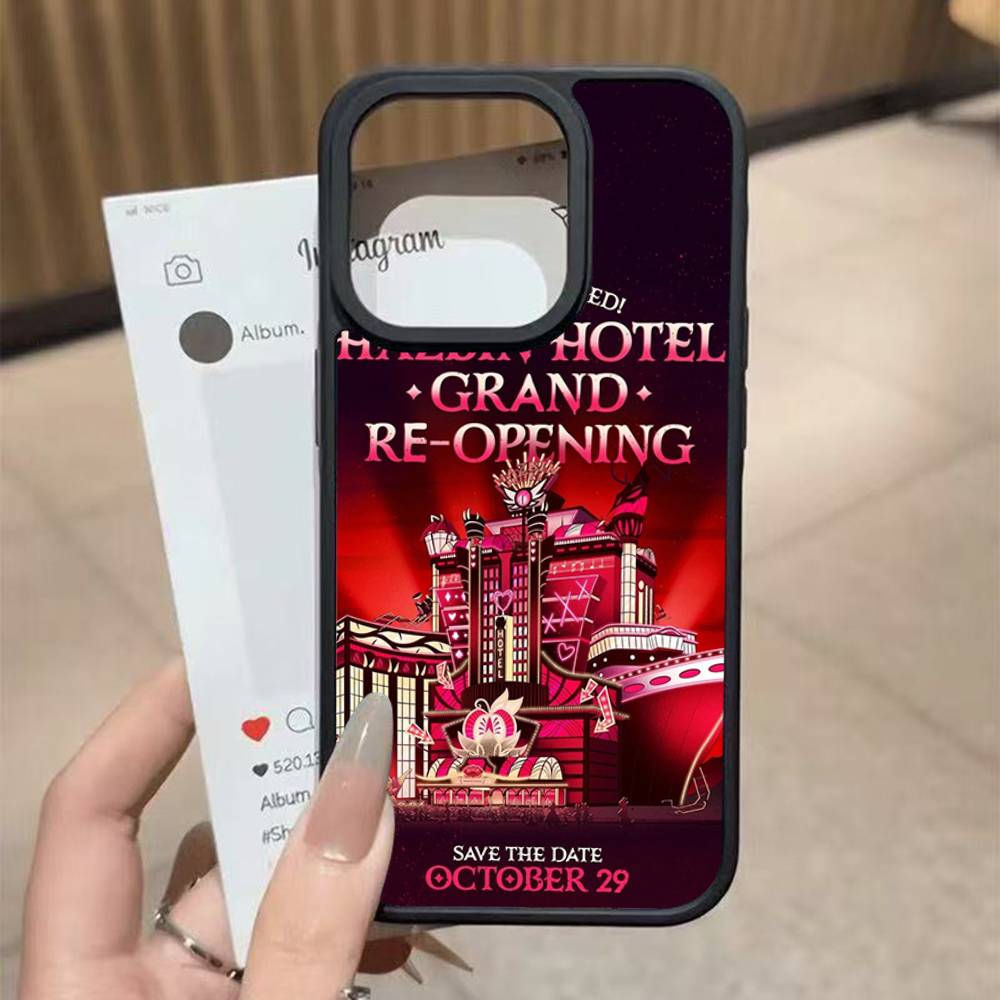 H-Hazbin Hotel Черный Жесткий Пластиковый Чехол Для Телефона Для Iphone 17 Air 16 15 14 13 12 11 Pro Max PC TPU