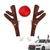 Festive Car Antlers Decor, Plush Reindeer Antler Set, Auto Holiday Decoration, Christmas Parade Hunting Party Car Accessories