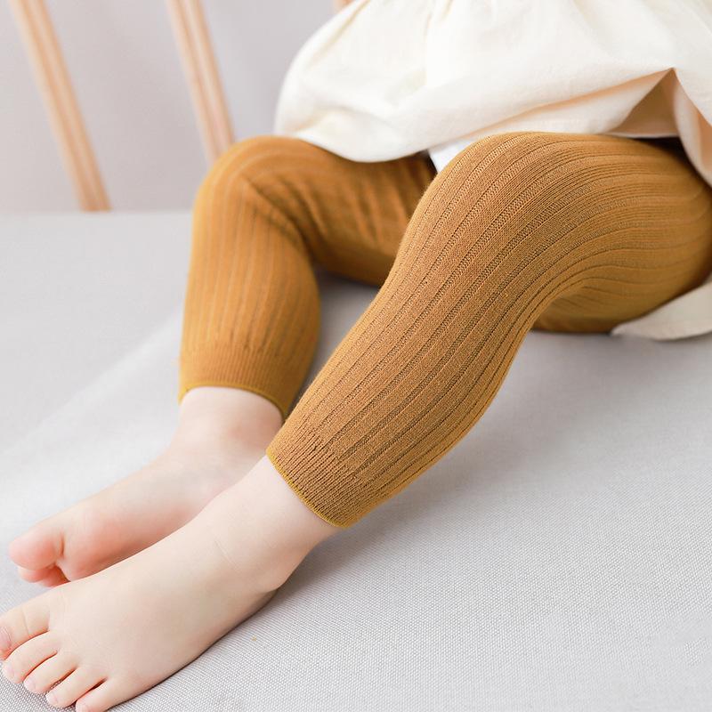 Infant & Toddler Cotton Leggings - Non-Footed, Striped, Nine-Point Length for Boys & Girls (Spring/Autumn)