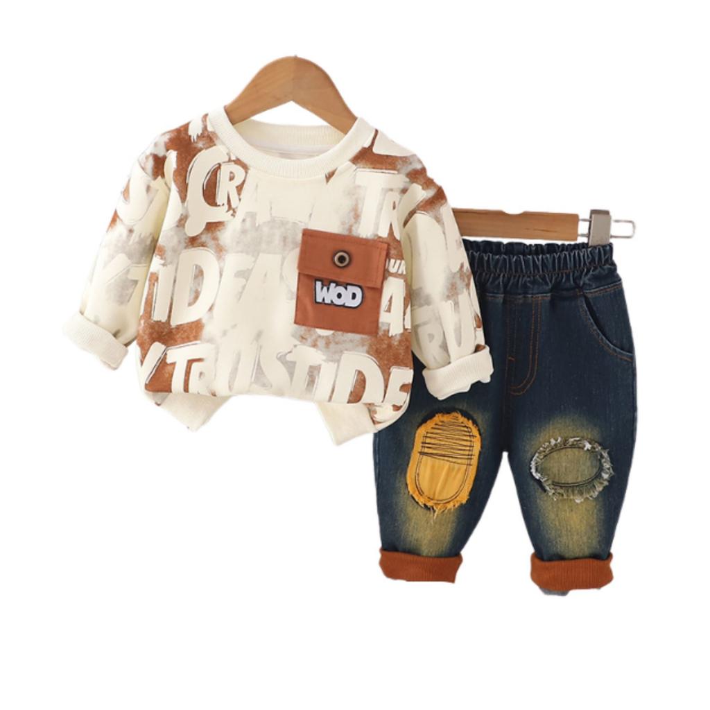 Детский повседневный комплект с длинным рукавом, удобные наряды для повседневной носки