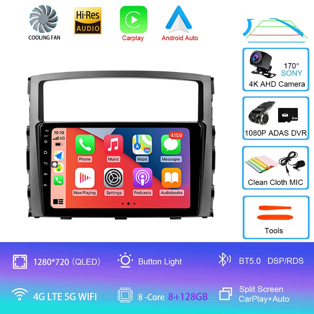 Автомобильное радио Android14 Carplay для Mitsubishi Pajero 4 V80 V90 2006 - 2014 Навигация GPS Мультимедийный проигрыватель WiFi+4G Стерео видео BT