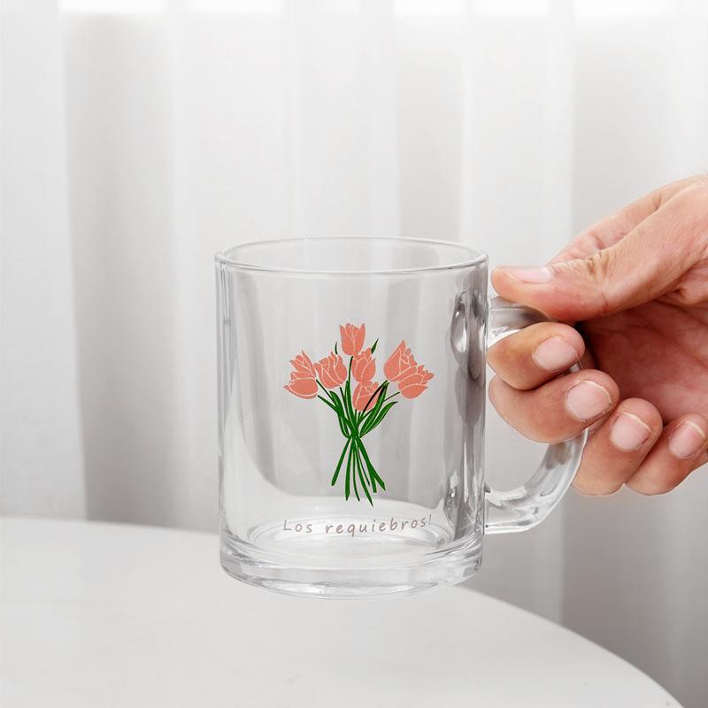 Креативная стеклянная чашка со свежим цветком, термостойкая чашка для сока, кофейная чашка, чашка для воды, подарочный кубок