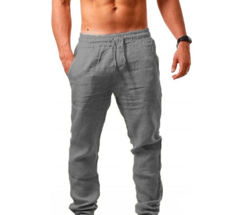 Men's Solid Color Drawstring Hip Hop Cotton Linen Casual Pants (Summer 2025)