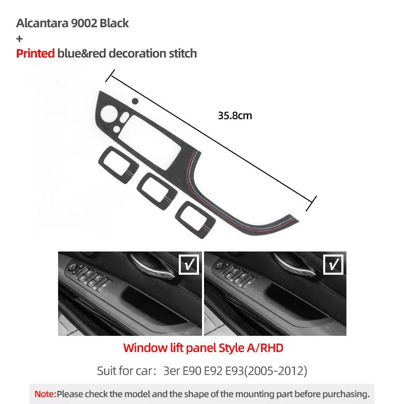 Betterhumz Car Door Armrest Window Switch Panel Sticker Trim for BMW E90 E91 E92 E93 325 2005-2012 Made of Alcantara Accessories