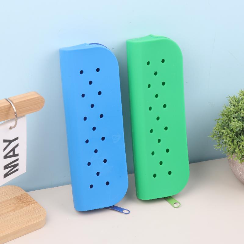Soft Silicone Pencil Case Zipper Pouch Waterproof Lightweight Storage Bag for Kids School Office Writing Tools
