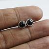 Round Black Onyx Stud Earrings, 925 Sterling Silver Studs, Tiny Onyx Studs, Anniversary Gift, December Birthstone, Handmade Studs