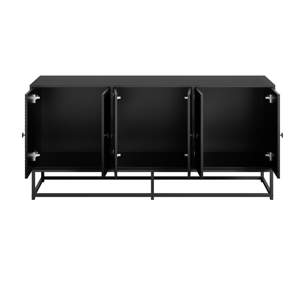 Modern Black Cabinet with 3 Double Doors, Large Storage Space and Matte Surface – Stylish Sideboard for Living Room, Dining Room & Office